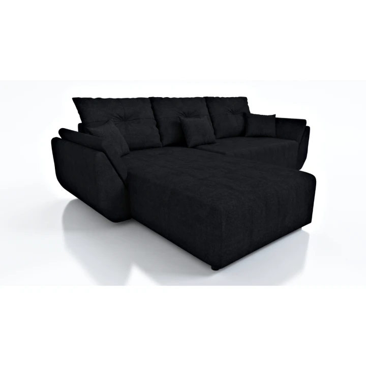 CZARNY NAROŻNIK ROZKŁADANY ROGÓWKA FUNKCJA SPANIA MIRA SPRĘŻYNY POJEMNIK