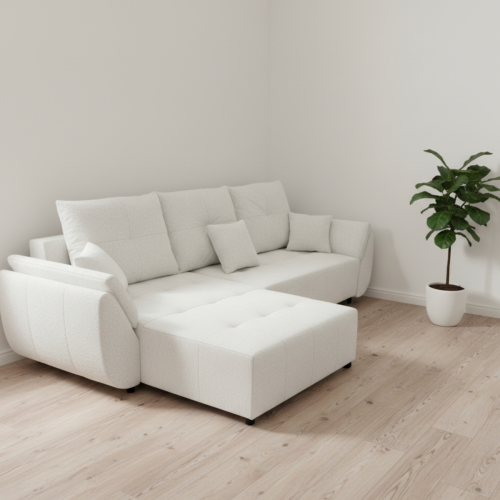 PIKOWANY NAROŻNIK ROZKŁADANY ROGÓWKA FUNKCJA SPANIA MIRA SPRĘŻYNY POJEMNIK tkanina centur