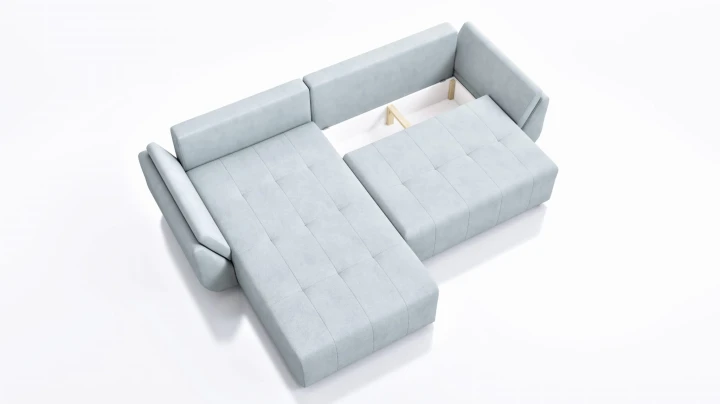 PIKOWANY NAROŻNIK ROZKŁADANY ROGÓWKA FUNKCJA SPANIA MIRA SPRĘŻYNY POJEMNIK tkanina centur