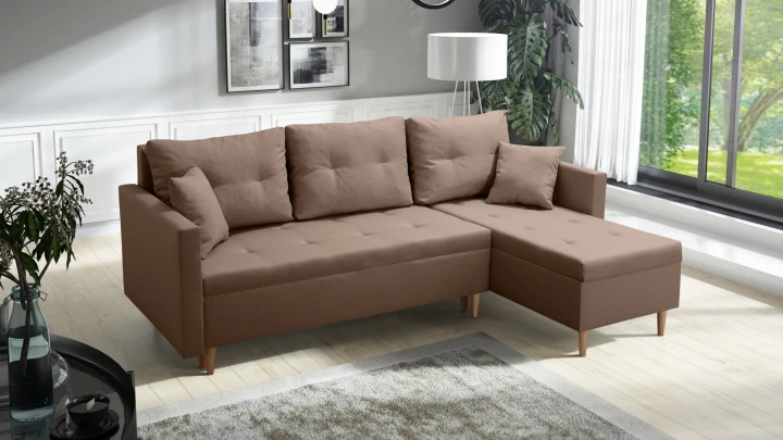 CZARNY NAROŻNIK ROZKŁADANY Z FUNKCJĄ SPANIA SCANDIK PIK 2X POJEMNIK