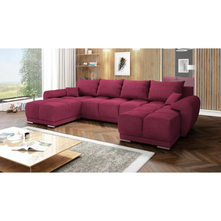 CZERWONY DUŻY NAROŻNIK ROZKŁADANY DO SALONU Z FUNKCJĄ SPANIA HONEY U