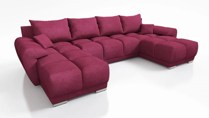 CZERWONY DUŻY NAROŻNIK ROZKŁADANY DO SALONU Z FUNKCJĄ SPANIA HONEY U