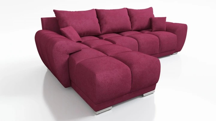 CZERWONY NAROŻNIK ROZKŁADANY ROGÓWKA FUNKCJA SPANIA HONEY L + DUŻA PUFA