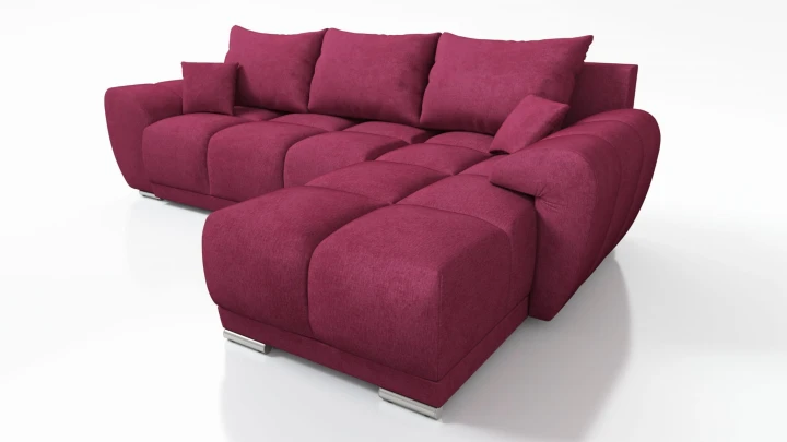 CZERWONY NAROŻNIK ROZKŁADANY ROGÓWKA FUNKCJA SPANIA HONEY L + DUŻA PUFA