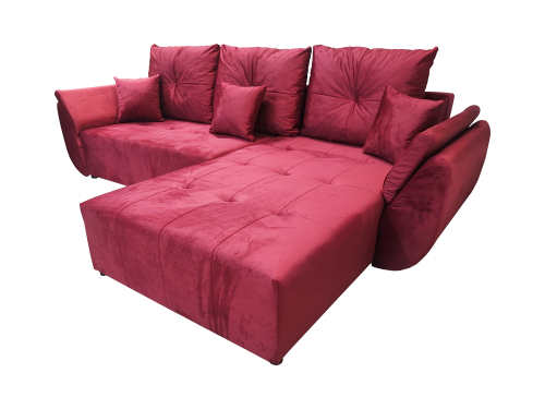 CZERWONY NAROŻNIK ROZKŁADANY ROGÓWKA FUNKCJA SPANIA MIRA SPRĘŻYNY POJEMNIK