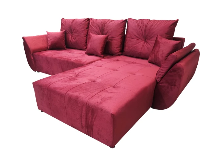 CZERWONY NAROŻNIK ROZKŁADANY ROGÓWKA FUNKCJA SPANIA MIRA SPRĘŻYNY POJEMNIK