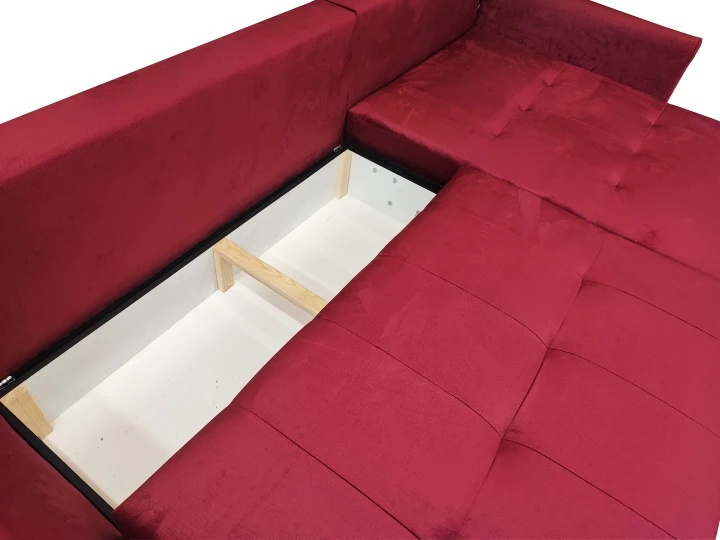 CZERWONY NAROŻNIK ROZKŁADANY ROGÓWKA FUNKCJA SPANIA MIRA SPRĘŻYNY POJEMNIK