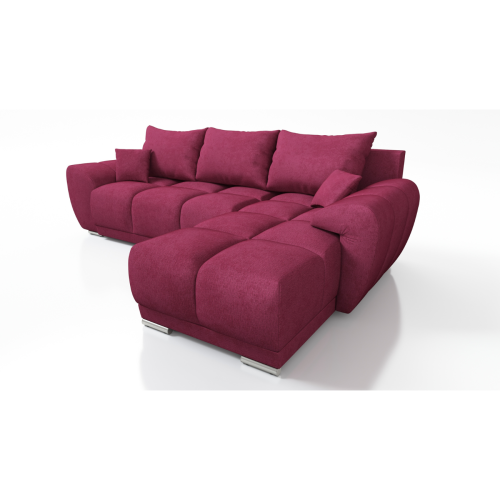 CZERWONY PIKOWANY NAROŻNIK ROZKŁADANY ROGÓWKA Z FUNKCJĄ SPANIA HONEY L