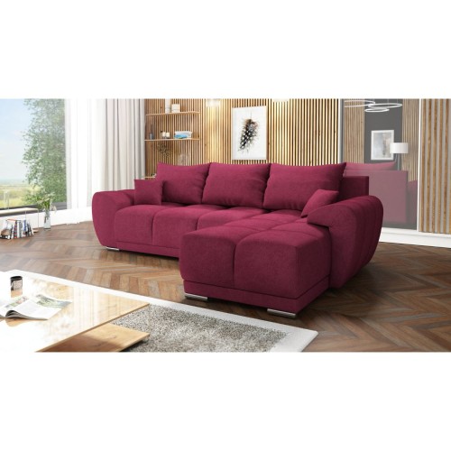 CZERWONY PIKOWANY NAROŻNIK ROZKŁADANY ROGÓWKA Z FUNKCJĄ SPANIA HONEY L