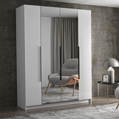 CZTERODRZWIOWA POJEMNA SZAFA GARDEROBA PARIS 160 / 180 LUSTRO