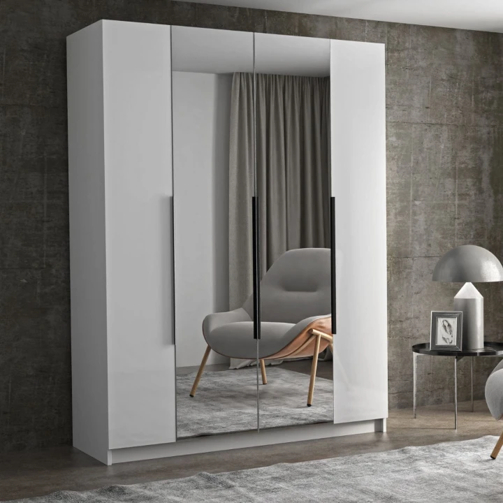 CZTERODRZWIOWA POJEMNA SZAFA GARDEROBA PARIS 160 / 180 LUSTRO