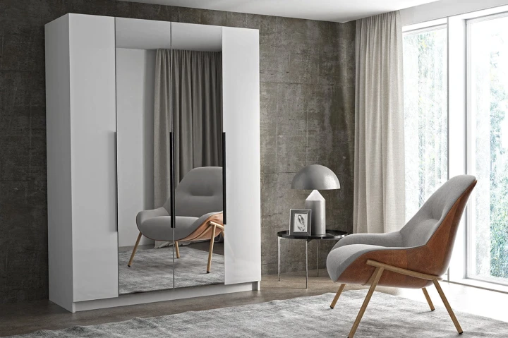 CZTERODRZWIOWA POJEMNA SZAFA GARDEROBA PARIS 160 / 180 LUSTRO