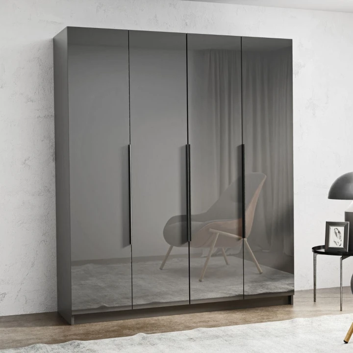 CZTERODRZWIOWA POJEMNA SZAFA GARDEROBA PARIS 160 / 180 POŁYSK