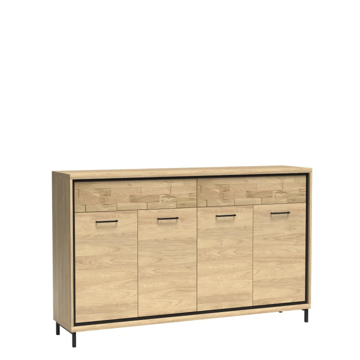 DUŻA KOMODA 177 CM SZUFLADY HIKORA ITALIA NOGI DEKOR