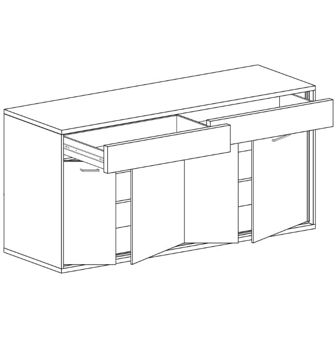 DUŻA KOMODA 177 CM SZUFLADY HIKORA ITALIA NOGI DEKOR