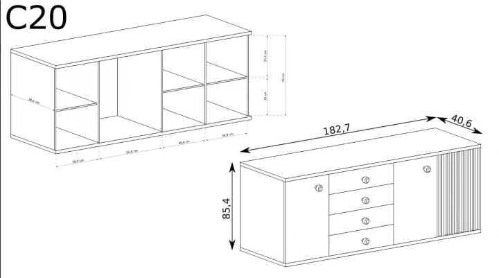 DUŻA KOMODA 4 SZUFLADY 3 FRONTY  NOGI ARTISAN