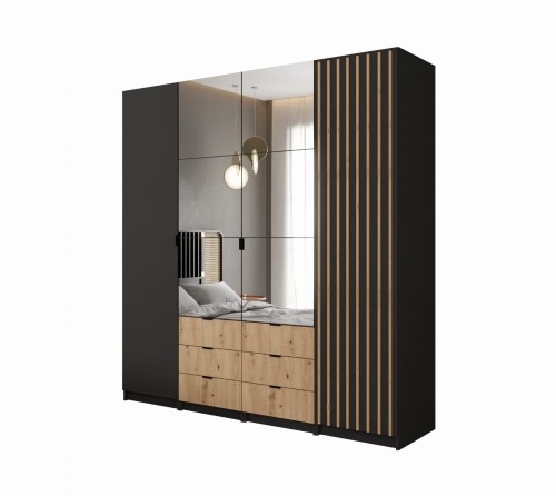 Na zdjęciu przedstawiono DUŻA SZAFA 200 CM LOFT LUSTRO AMSTERDAM