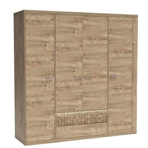 DUŻA SZAFA PRZESUWNA GARDEROBA DRĄŻEK SZUFLADY BOHO LED