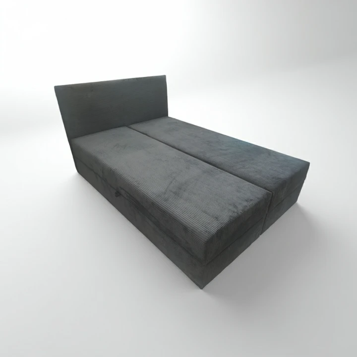 Duże łóżko kontynentalne Cordia 140x200 2x pojemnik z materacem sztruks  DARMOWA DOSTAWA!