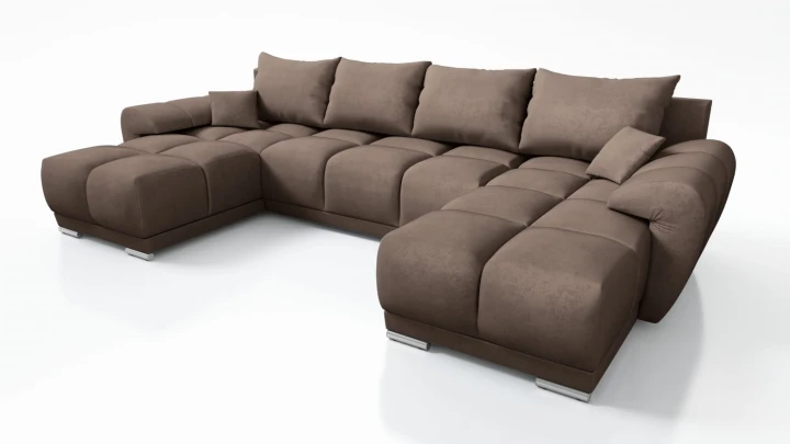 DUŻY BRĄZOWY NAROŻNIK DO SALONU KANAPA ROZKŁADANA ROGÓWKA HONEY U MO-15