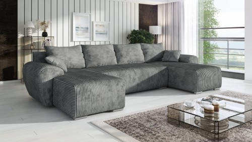 DUŻY NAROŻNIK ROZKŁADANY SZTRUKSOWY Z FUNKCJĄ SPANIA UBO XL 365 CM SZTRUS SPRĘŻYNY