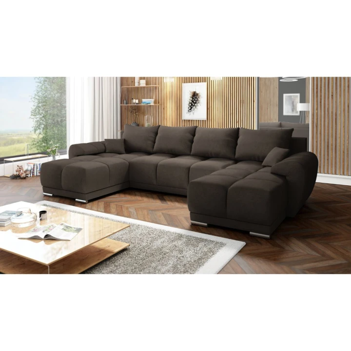 DUŻY NAROŻNIK DO SALONU KANAPA ROZKŁADANA HONEY U MO-29 CIEMNY BRĄZ