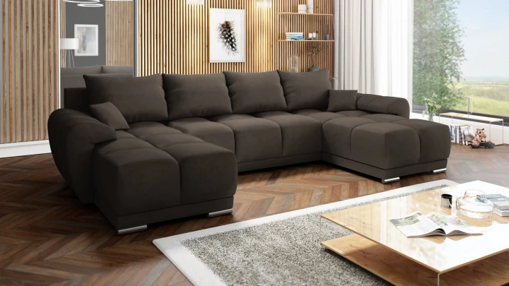 DUŻY NAROŻNIK DO SALONU KANAPA ROZKŁADANA HONEY U MO-29 CIEMNY BRĄZ