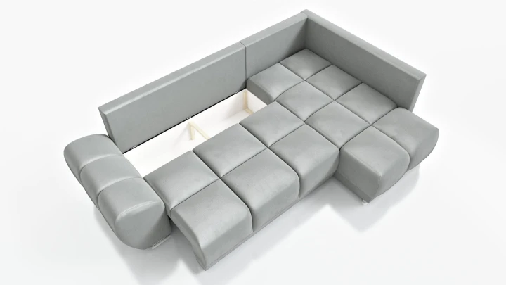 DUŻY NAROŻNIK ROZKŁADANY DO SALONU FOREST ROGÓWKA FUNKCJA WELUR