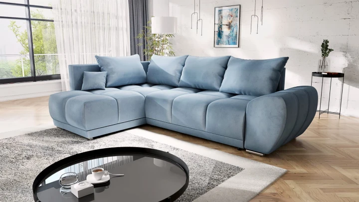 DUŻY NAROŻNIK ROZKŁADANY DO SALONU FOREST ROGÓWKA FUNKCJA SPANIA  WELUR