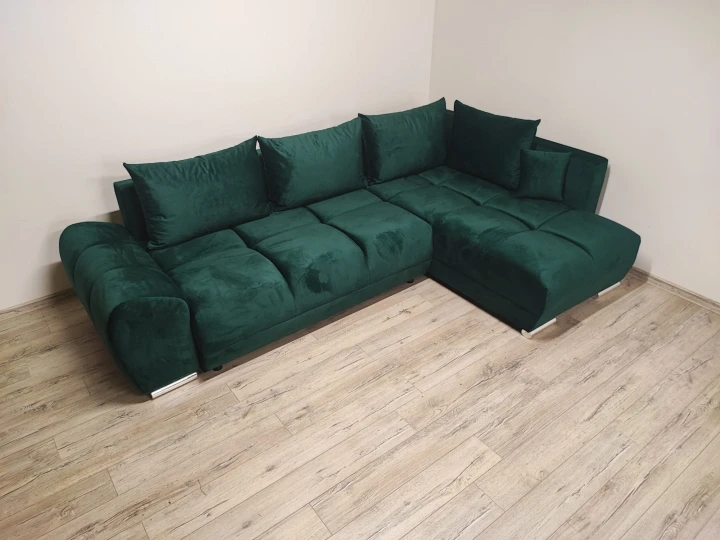 DUŻY NAROŻNIK ROZKŁADANY DO SALONU FOREST ROGÓWKA FUNKCJA WELUR POJEMNIK