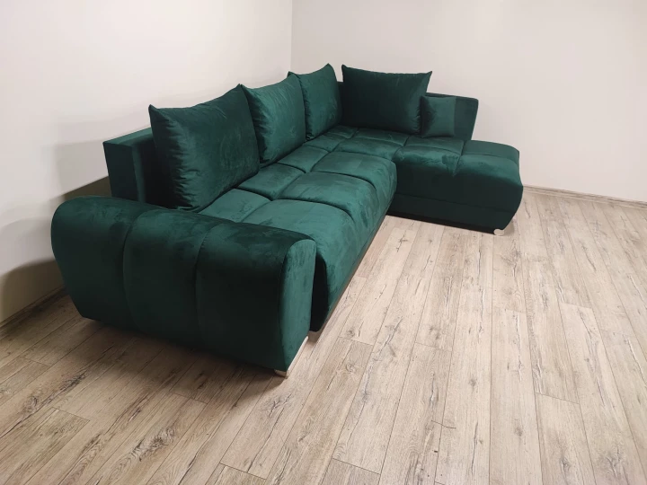 DUŻY NAROŻNIK ROZKŁADANY DO SALONU FOREST ROGÓWKA FUNKCJA WELUR POJEMNIK