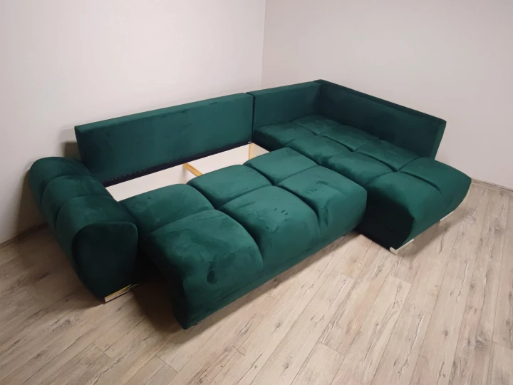 DUŻY NAROŻNIK ROZKŁADANY DO SALONU FOREST ROGÓWKA FUNKCJA WELUR POJEMNIK