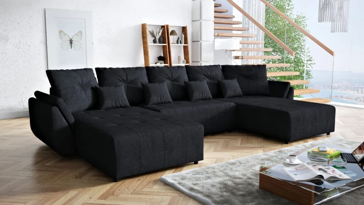 DUŻY NAROŻNIK ROZKŁADANY ROGÓWKA FUNKCJA SPANIA MIRA SPRĘŻYNY POJEMNIK