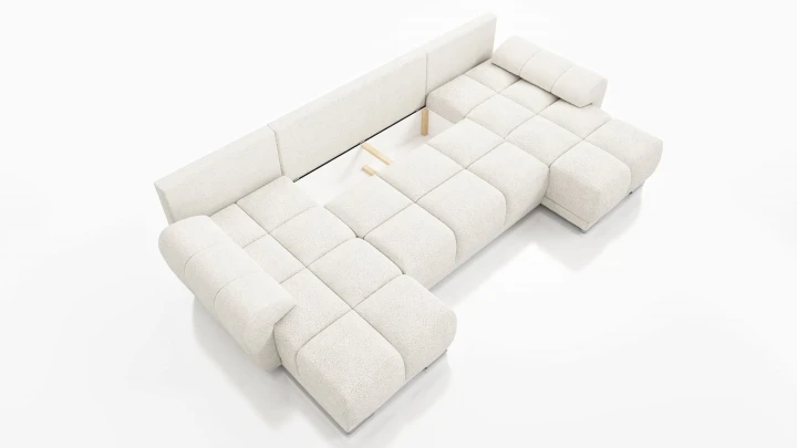 DUŻY NAROŻŃIK TAPICEROWANY XL HONEY U Z FUNKCJA SPANIA I POJEMNIKIEM NA POŚCIEL TKANINA Centaur 1 Bounce PLAMOODPORNA 5 KOLORÓW W PROMOCJI