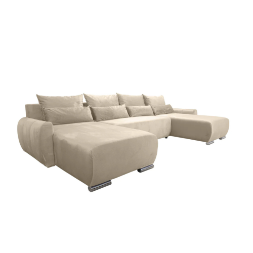 DUŻY NOWOCZESNY BEŻOWY NAROŻNIK FUNKCJA SPANIA KODA XL