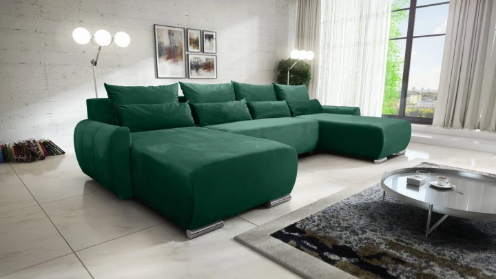 DUŻY NOWOCZESNY BEŻOWY NAROŻNIK FUNKCJA SPANIA KODA XL