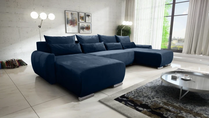 DUŻY NOWOCZESNY BEŻOWY NAROŻNIK FUNKCJA SPANIA KODA XL