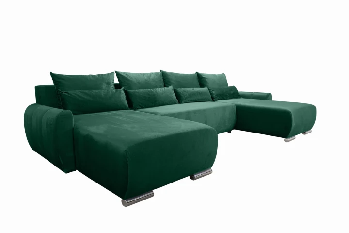 DUŻY NOWOCZESNY NAROŻNIK FUNKCJA SPANIA KODA XL ZIELEŃ BUTELKOWA