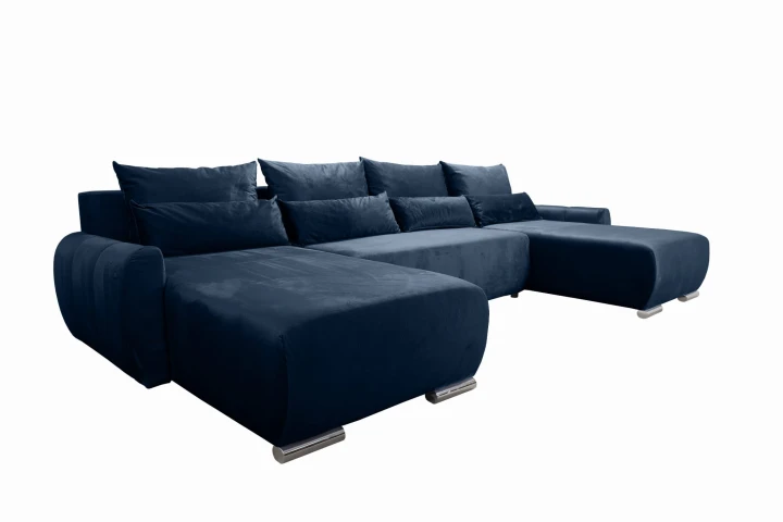 DUŻY NOWOCZESNY NIEBIESKI NAROŻNIK FUNKCJA SPANIA KODA XL