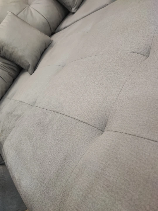 DUŻY SZARY NAROŻNIK ROZKŁADANY FUNKCJA SPANIA MIRA SPRĘŻYNY POJEMNIK WELUR