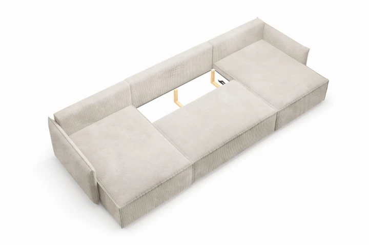 DUŻY SZTRUKSOWY NAROŻNIK ROZKŁADANY Z FUNKCJĄ SPANIA ROSSO XL