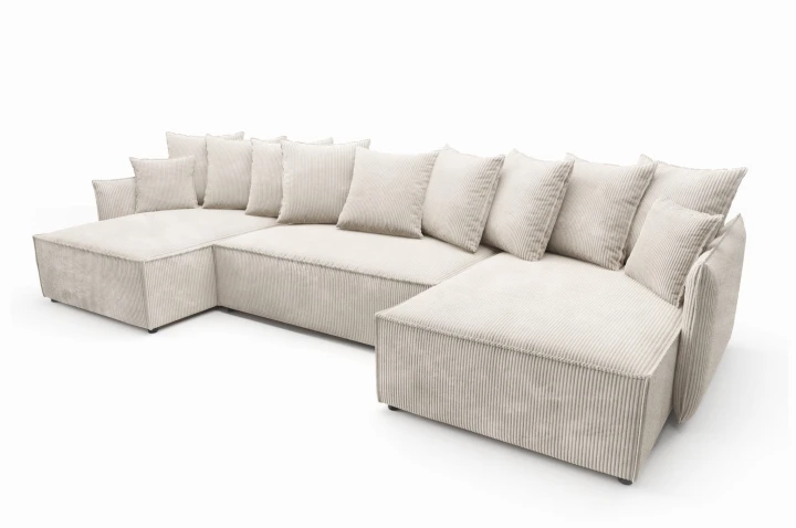 DUŻY SZTRUKSOWY NAROŻNIK ROZKŁADANY Z FUNKCJĄ SPANIA ROSSO XL