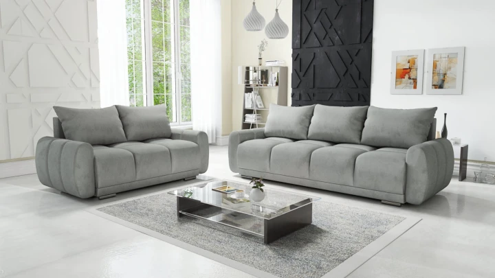 Na zdjęciu przedstawiono DWUOSOBOWA SOFA DO SALONU PIKOWANA HONEY 2 WELUR SPRĘŻYNY SOFA DO SIEDZENIA