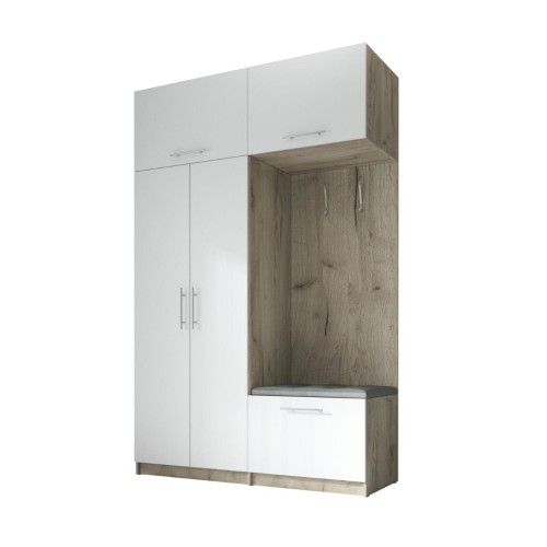 SZAFA DO PRZEDPOKOJU GARDEROBA NA KORYTARZ LILO 150 II BIAŁY / CRAFT SZARY