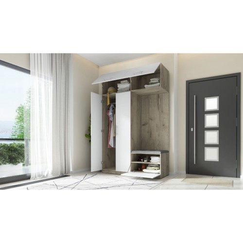 SZAFA DO PRZEDPOKOJU GARDEROBA NA KORYTARZ LILO 150 II BIAŁY / CRAFT SZARY