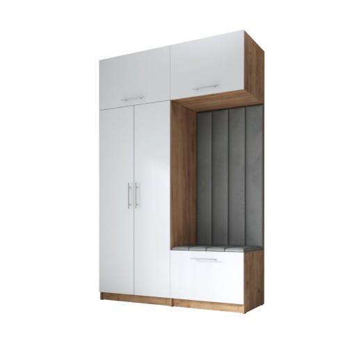 SZAFA DO PRZEDPOKOJU GARDEROBA NA KORYTARZ LILO 150 V BIAŁY / CRAFT ZŁOTY