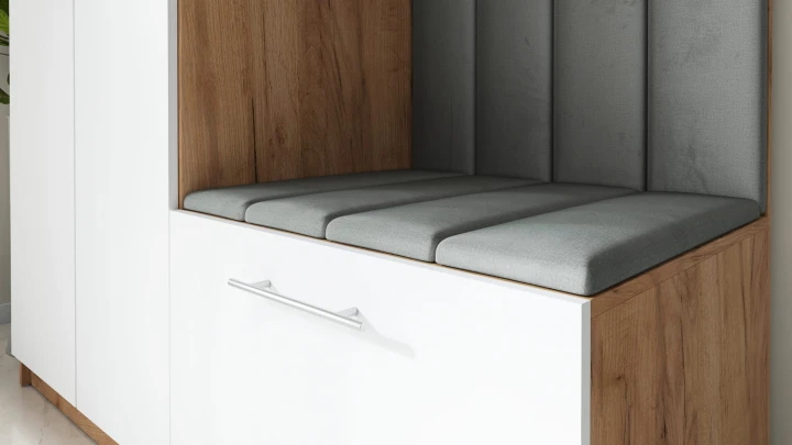 SZAFA DO PRZEDPOKOJU GARDEROBA NA KORYTARZ LILO 150 V BIAŁY / CRAFT ZŁOTY