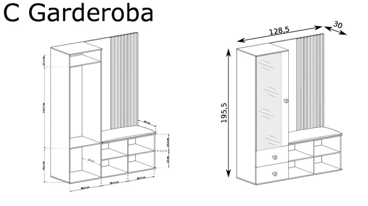 GARDEROBA Z SIEDZISKIEM ARTISAN LOFT