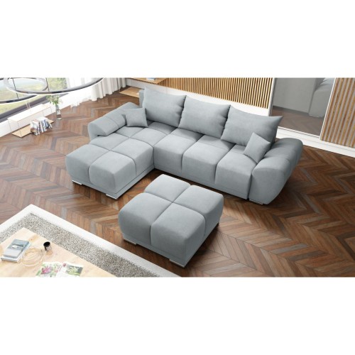 GRAFITOWY WYGODNY NAROŻNIK ROZKŁADANY ROGÓWKA FUNKCJA SPANIA HONEY + PUFA