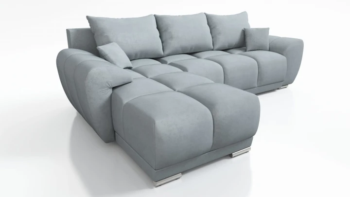 GRAFITOWY WYGODNY NAROŻNIK ROZKŁADANY ROGÓWKA FUNKCJA SPANIA HONEY + PUFA